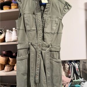 Sleeveles Olive Green Utility Dress